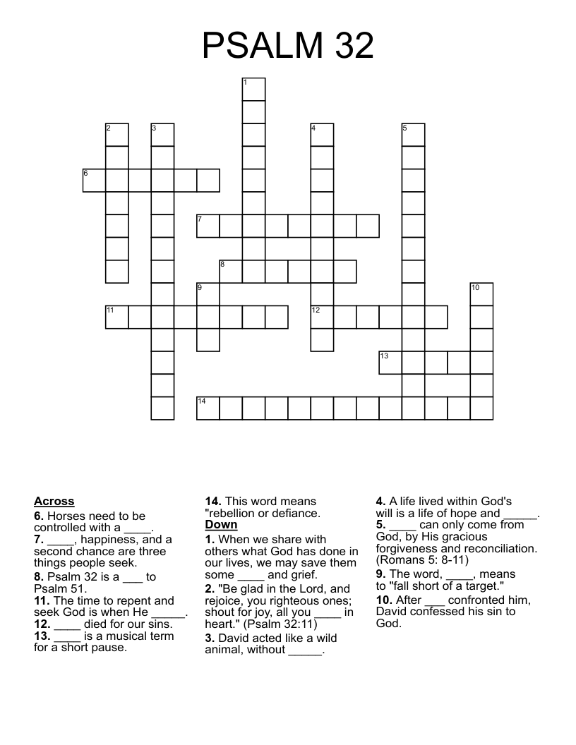 PSALM 32 Crossword