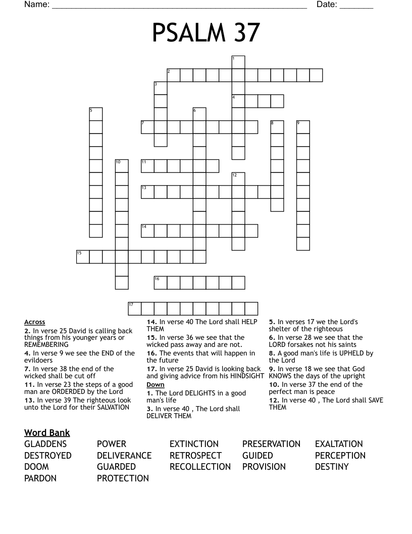 PSALM 37 Crossword