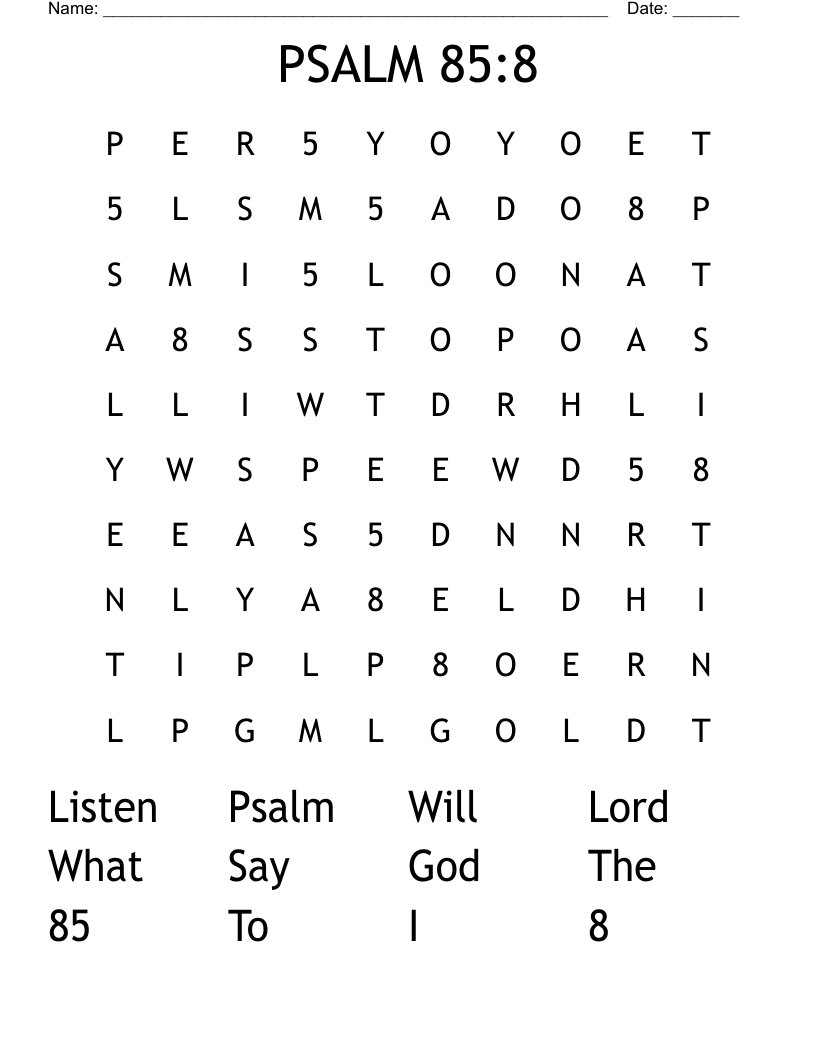 PSALM 85:8 Word Search