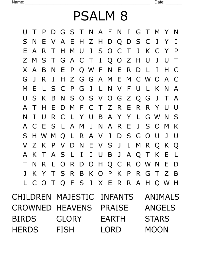PSALM 8  Word Search