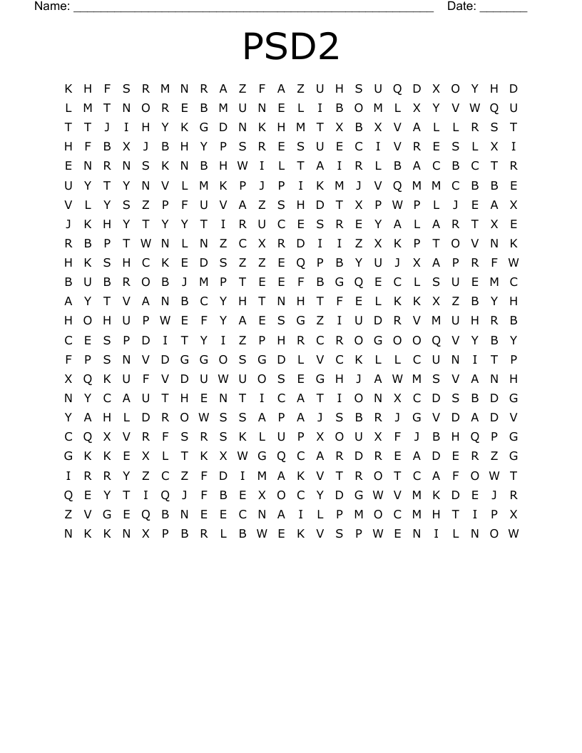 PSD2 Word Search