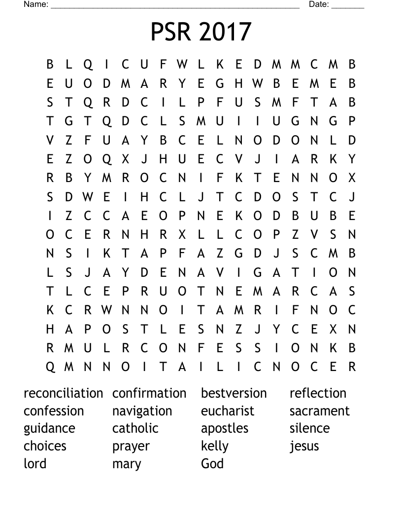 PSR 2017 Word Search