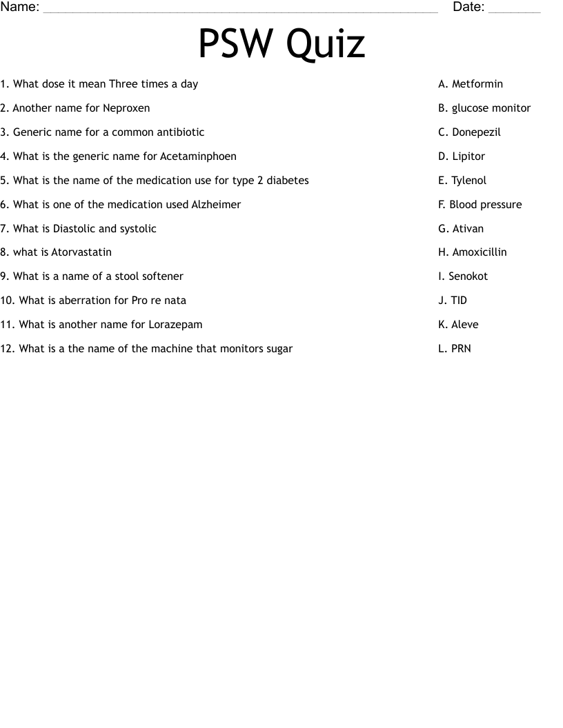 PSW Quiz