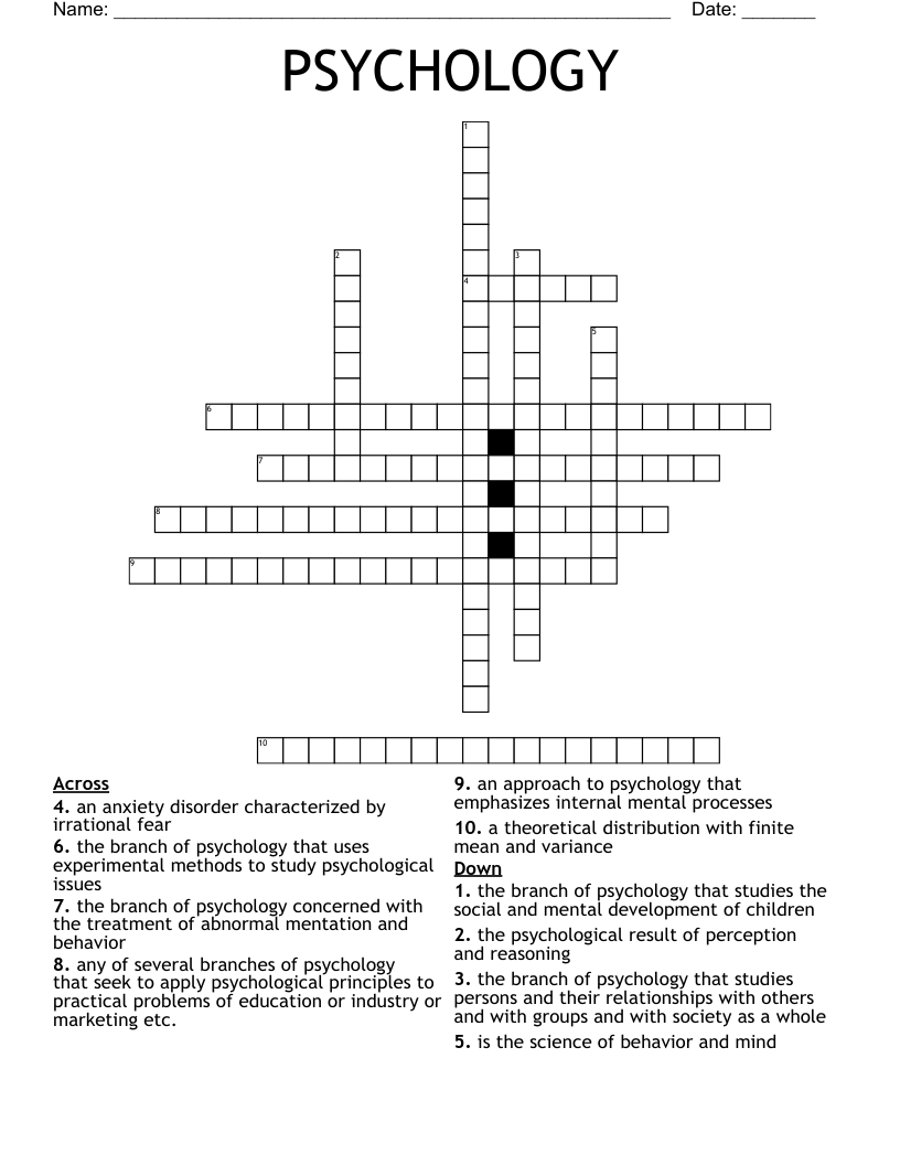 PSYCHOLOGY Crossword