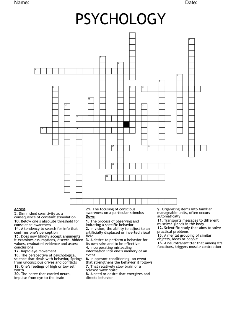PSYCHOLOGY  Crossword