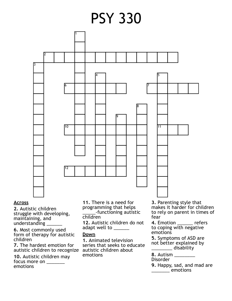 PSY 330 Crossword
