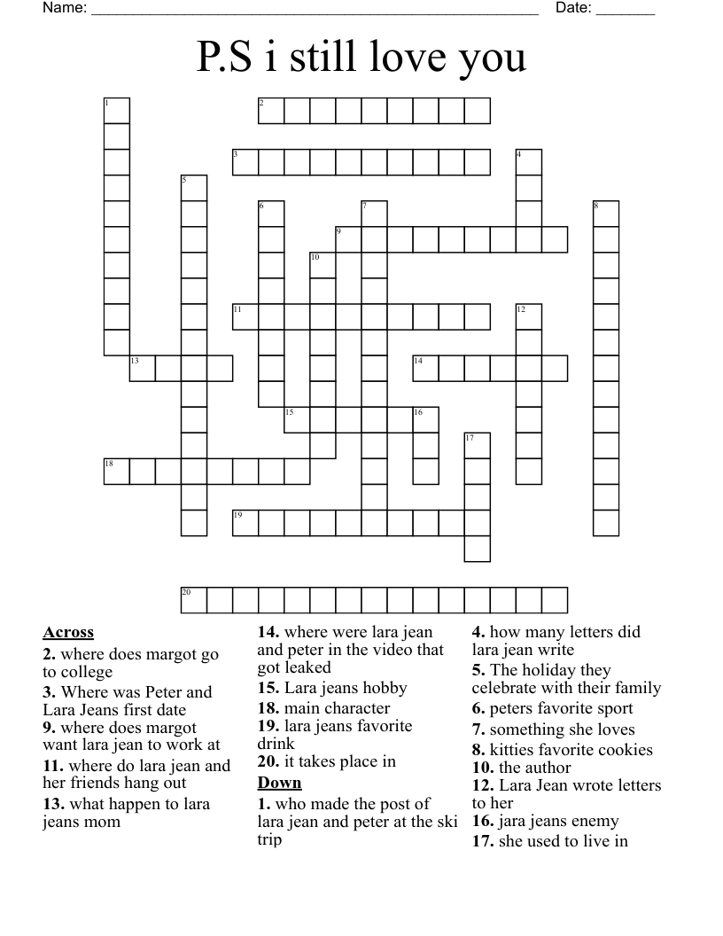P.S i still love you  Crossword