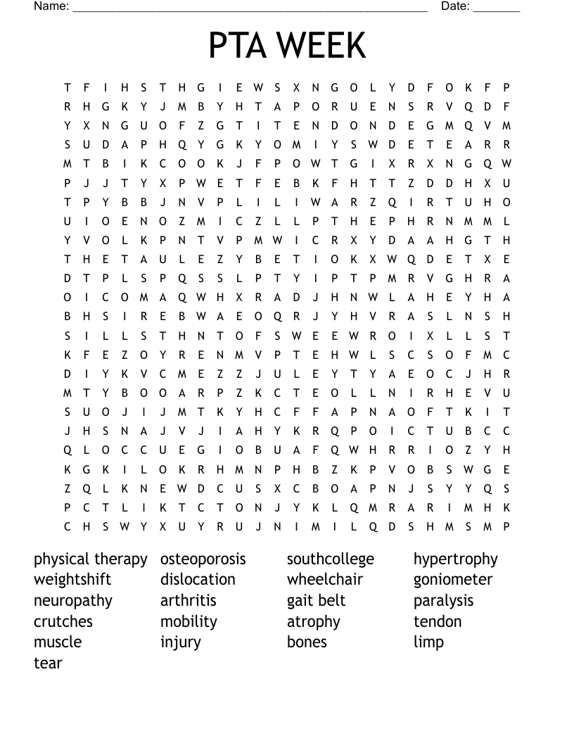PTA WEEK Word Search