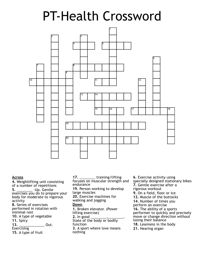 PT-Health Crossword