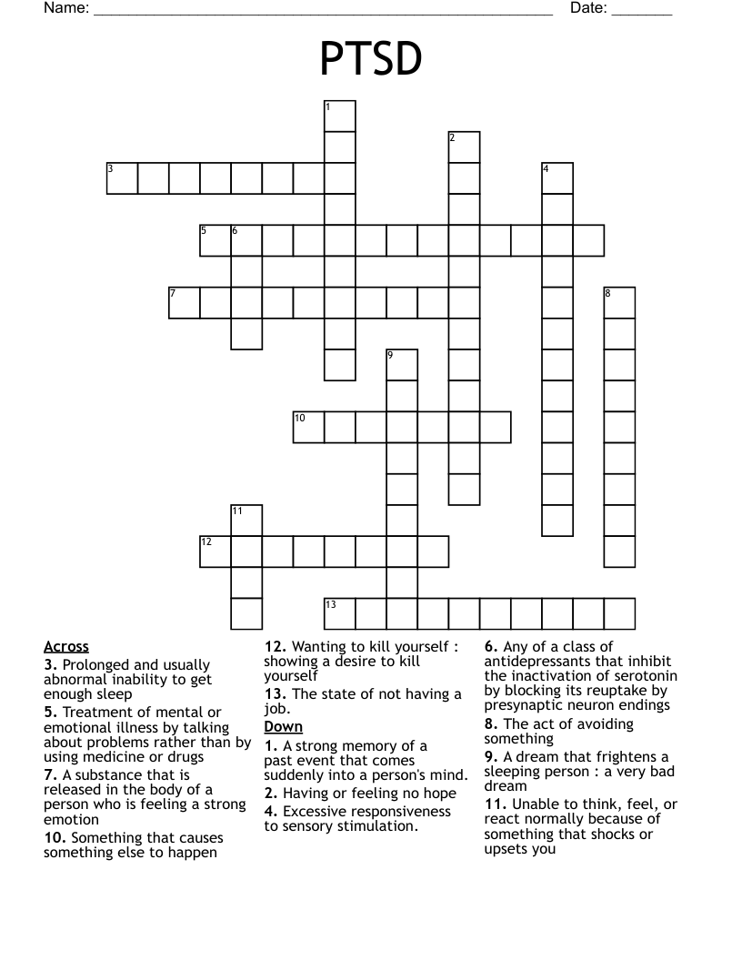 PTSD Crossword
