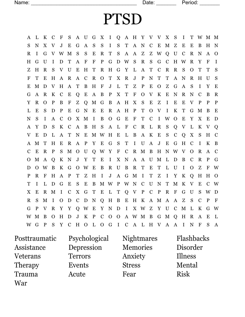 PTSD Word Search