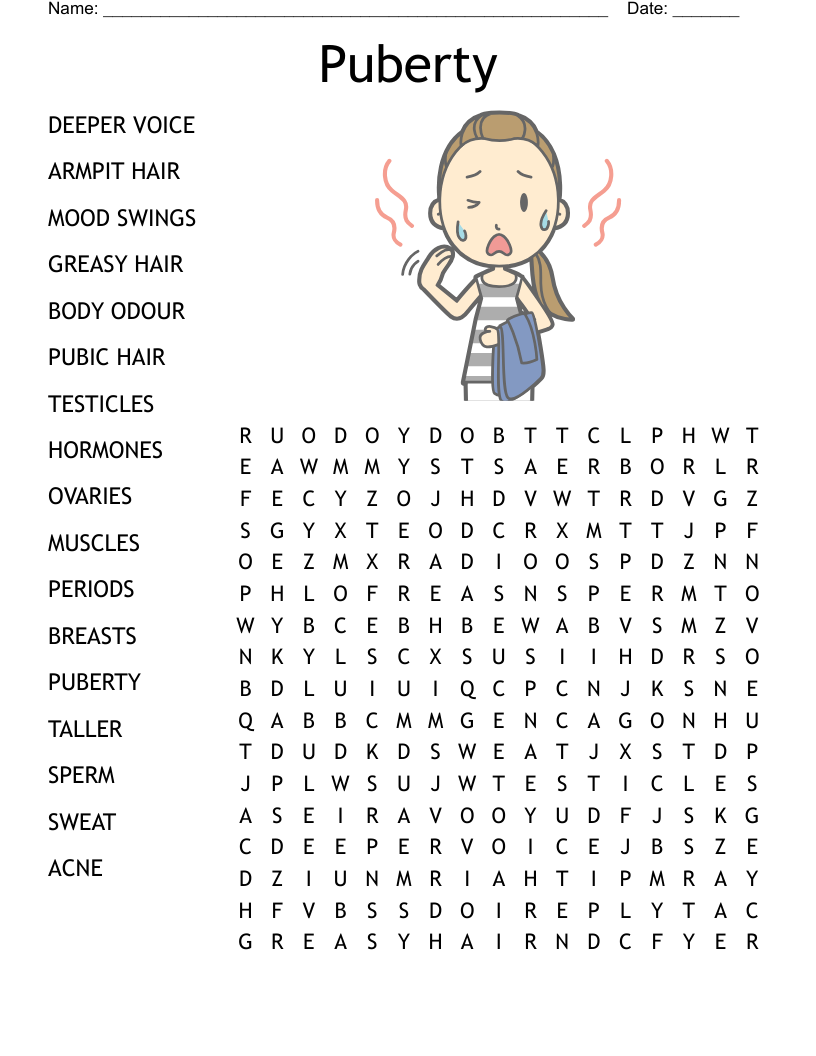 Puberty Word Search