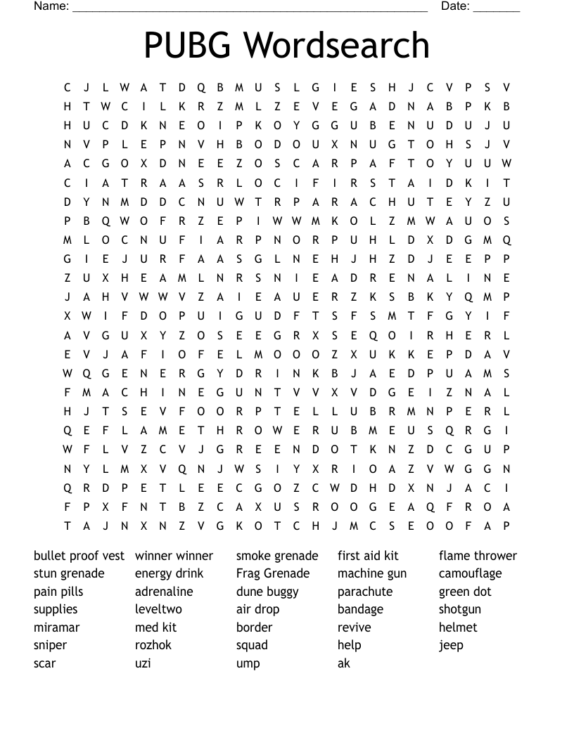 PUBG Wordsearch