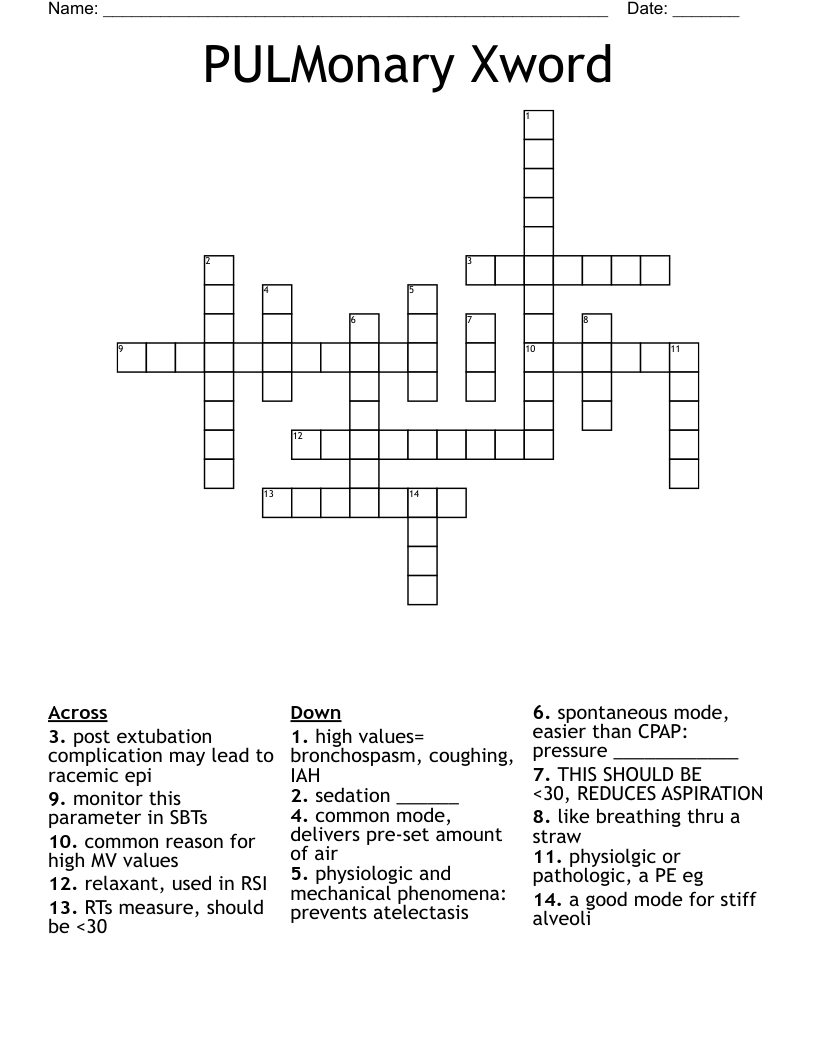 PULMonary Xword Crossword