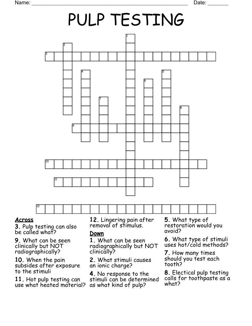 PULP TESTING Crossword