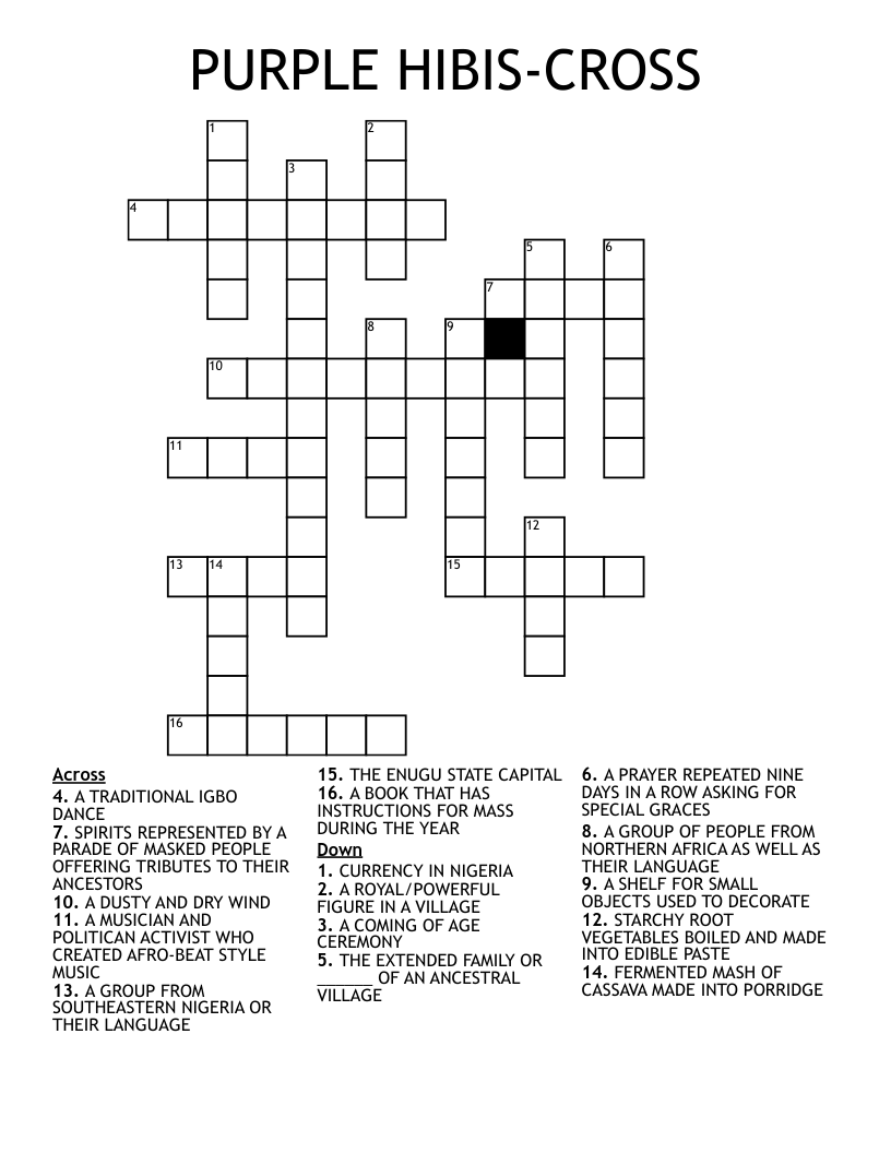 PURPLE HIBIS-CROSS Crossword