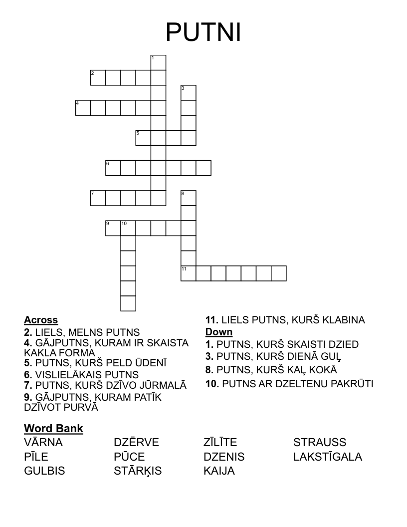 PUTNI Crossword