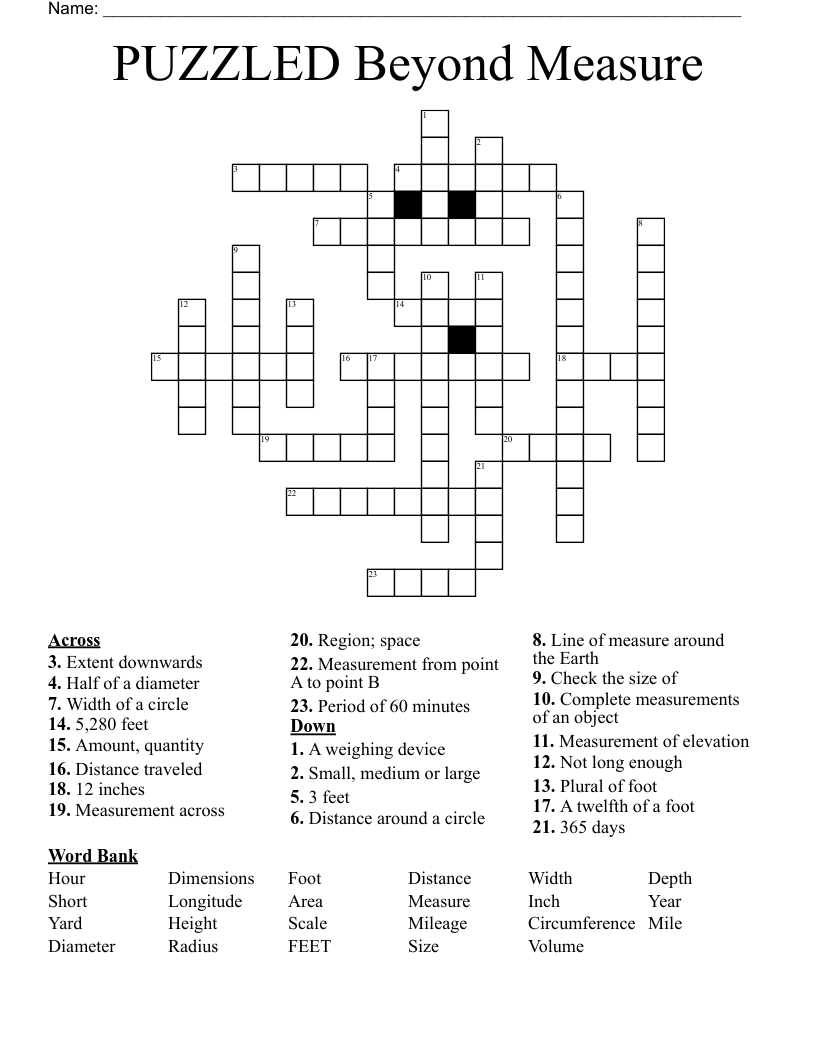 PUZZLED Beyond Measure Crossword