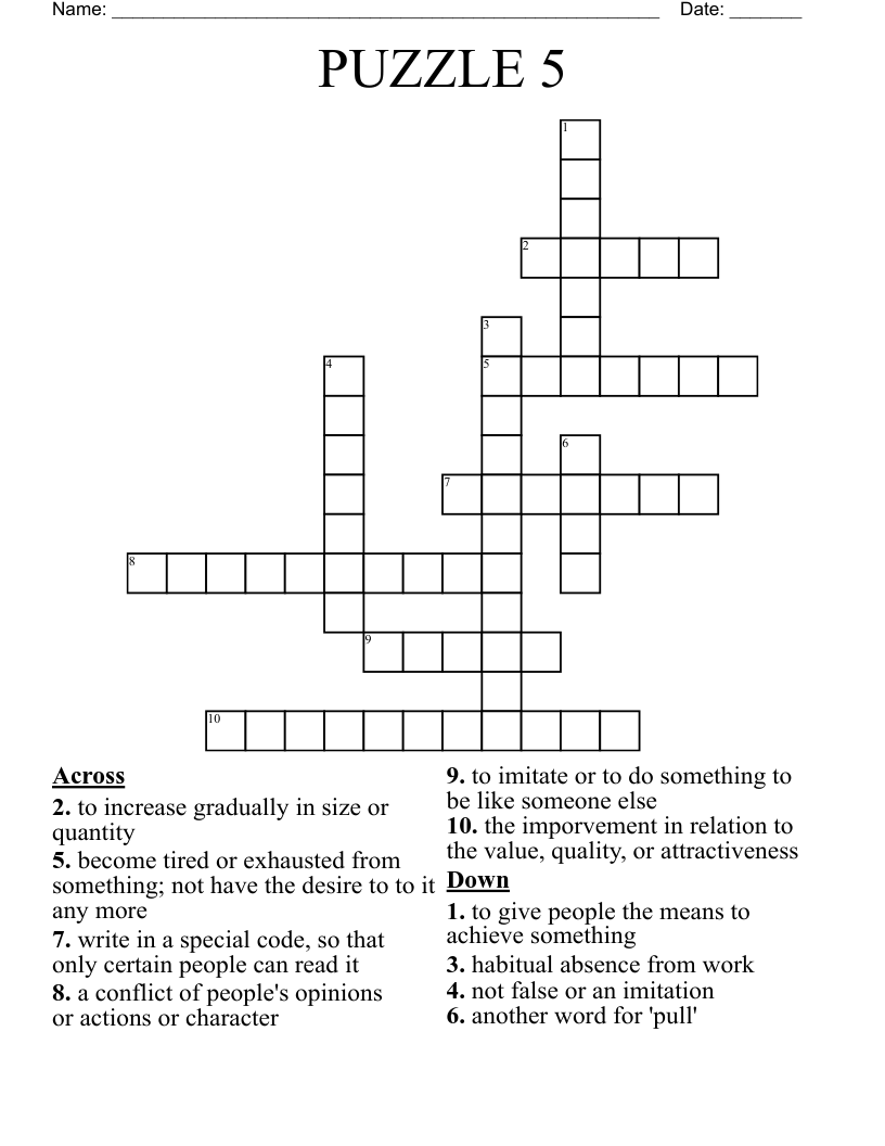 PUZZLE 5 Crossword