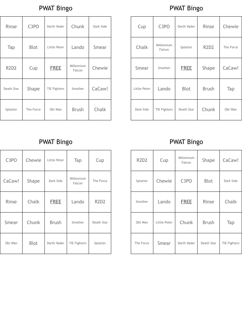 PWAT Bingo