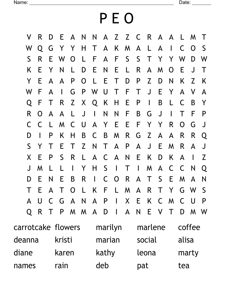P E O Word Search