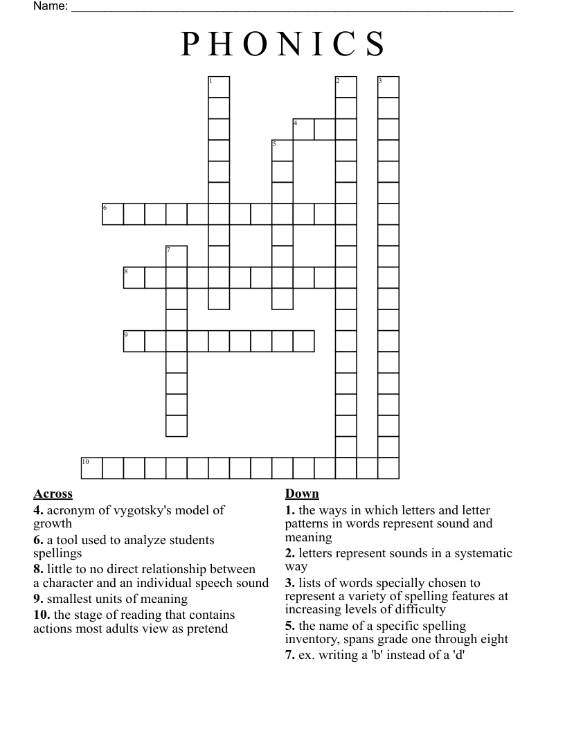 P H O N I C S Crossword