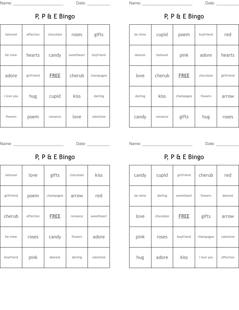 P, P & E Bingo
