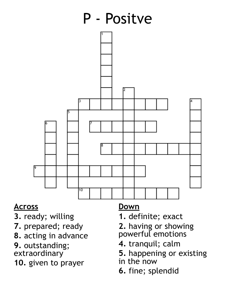 P - Positve Crossword