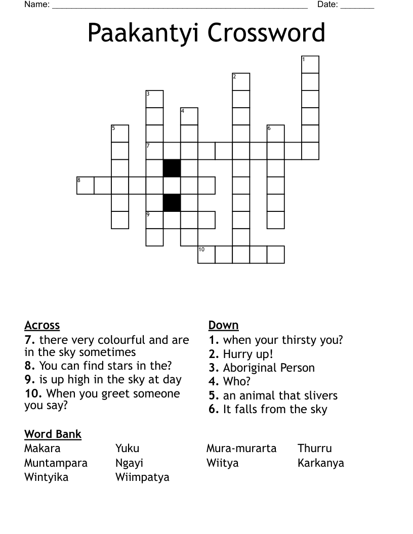 Paakantyi Crossword
