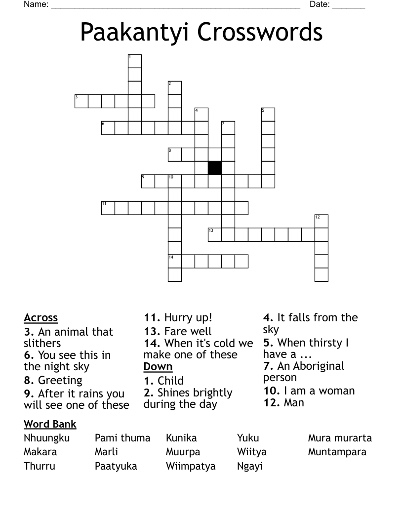 Paakantyi Crosswords