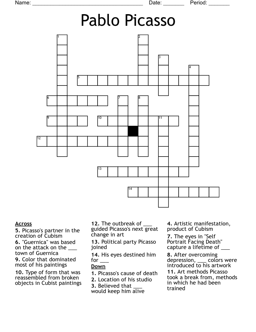 Pablo Picasso Crossword