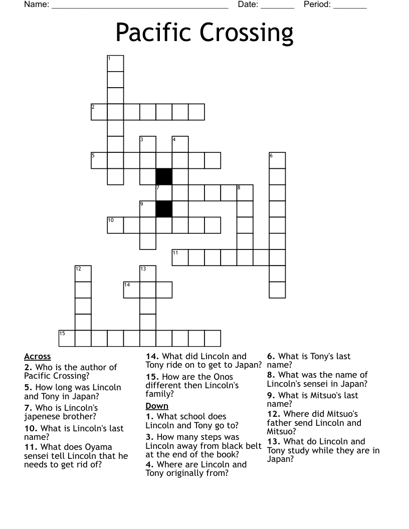 Pacific Crossing Crossword