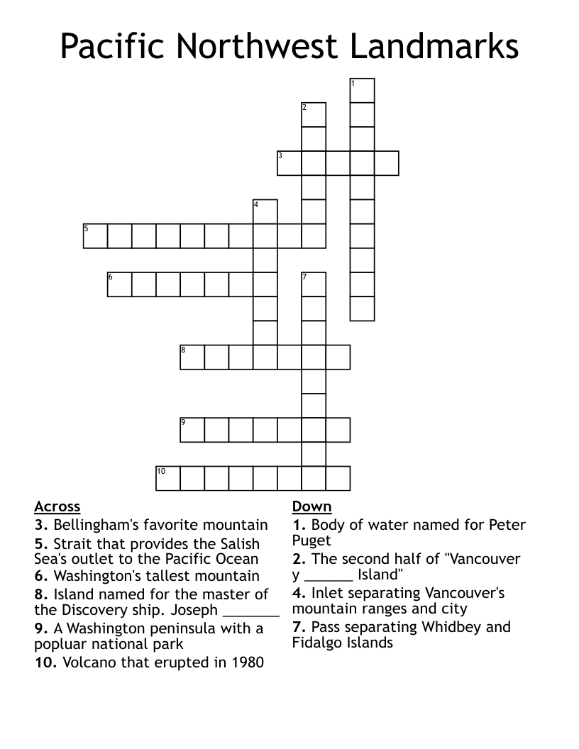 Pacific Northwest Landmarks Crossword