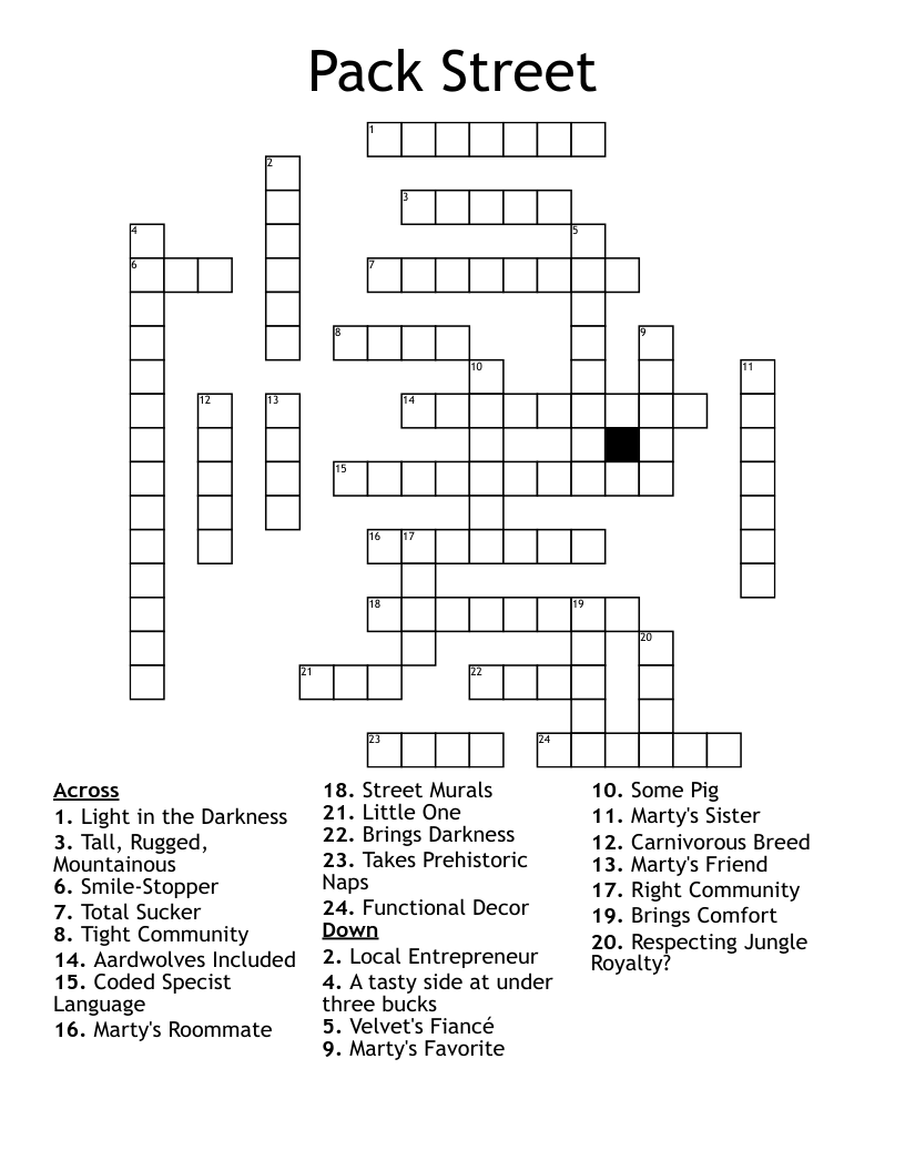 Pack Street Crossword