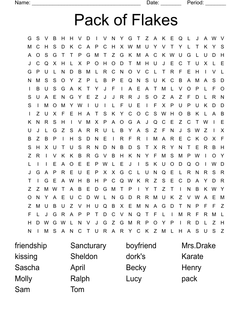 Pack of Flakes Word Search