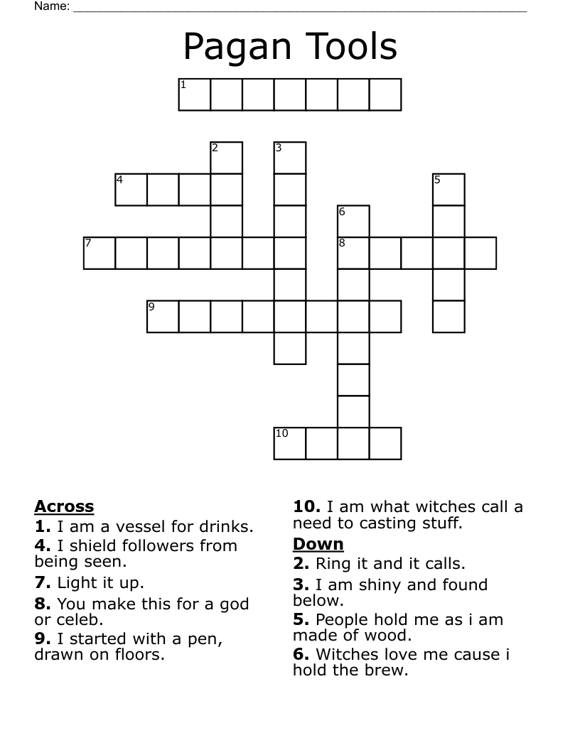 Pagan Tools Crossword