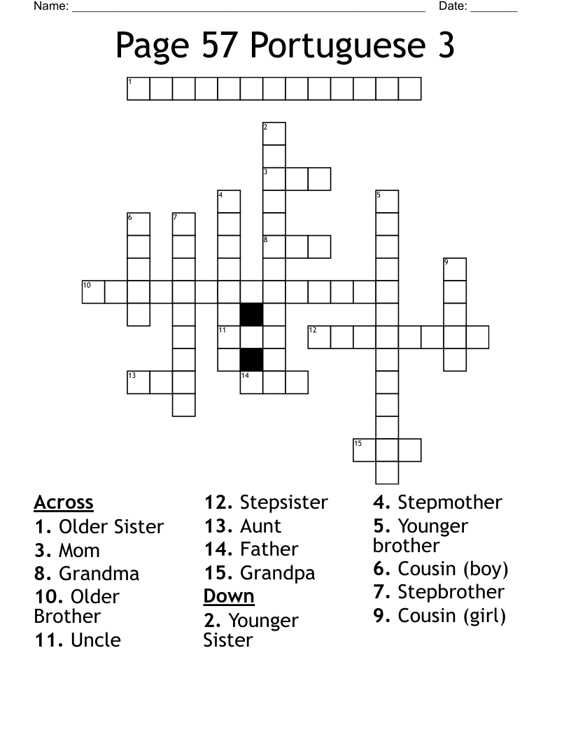 Page 57 Portuguese 3 Crossword
