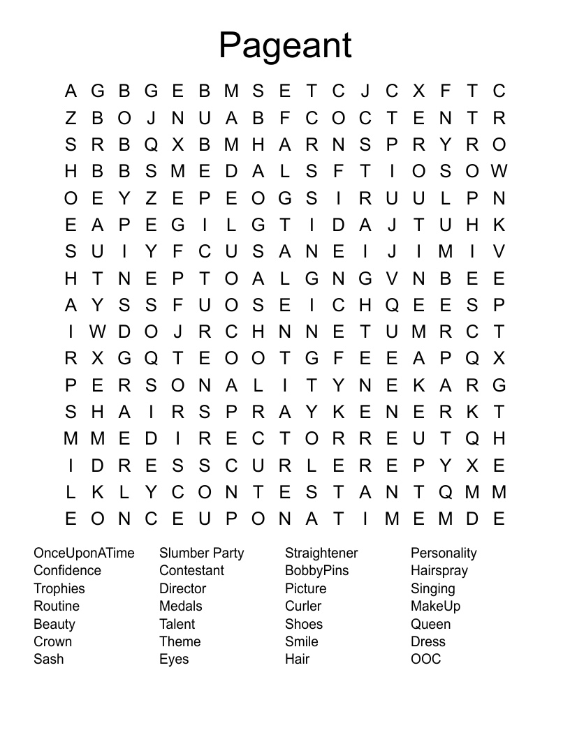 Pageant Word Search