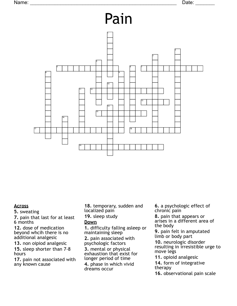 Pain Crossword