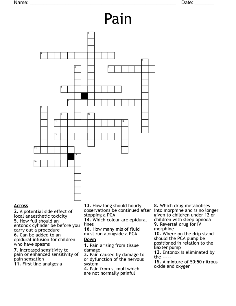 Pain Crossword