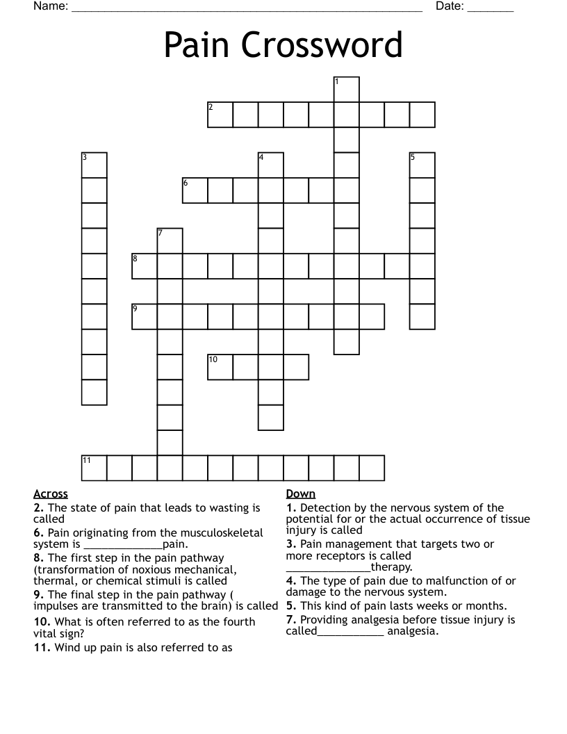 Pain Crossword