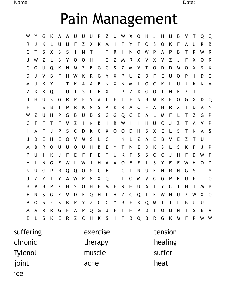 Pain Management Word Search