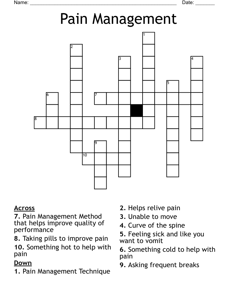 Pain Management  Crossword