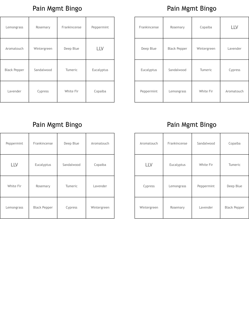 Pain Mgmt Bingo