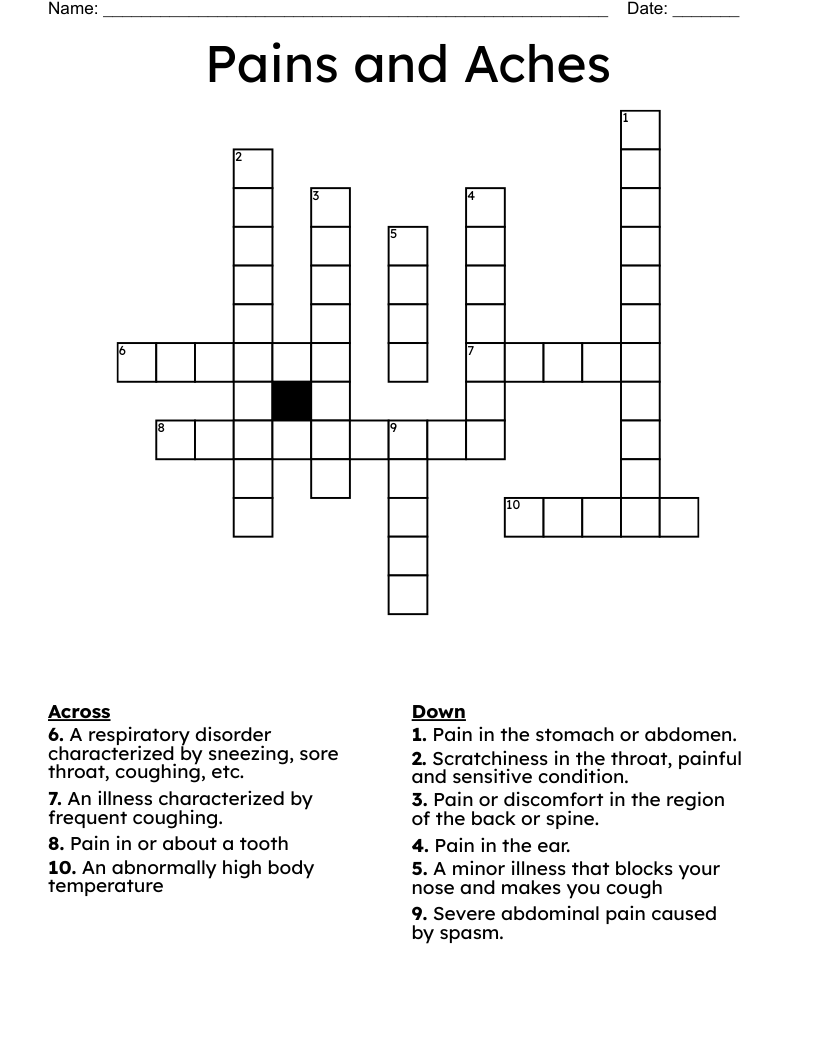 Pains and Aches  Crossword