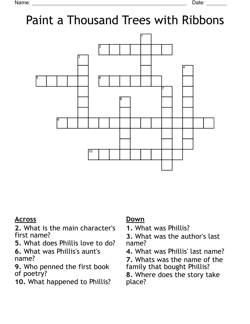 Paint a Thousand Trees with Ribbons Crossword