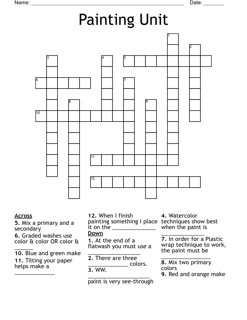 Painting Unit Crossword