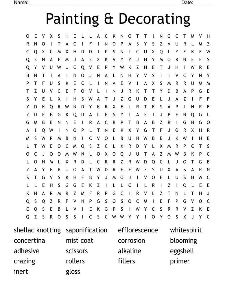 Painting & Decorating Word Search