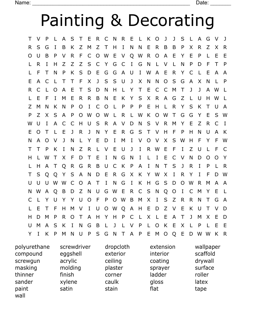 Painting & Decorating Word Search