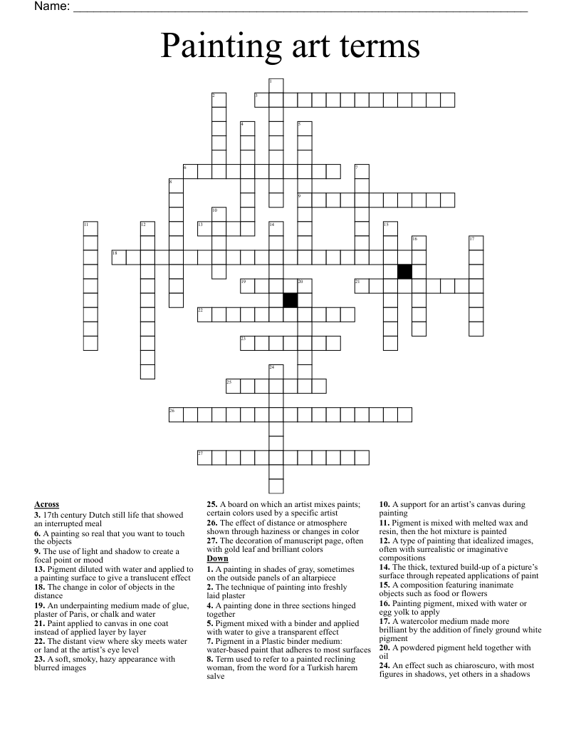 Painting art terms Crossword